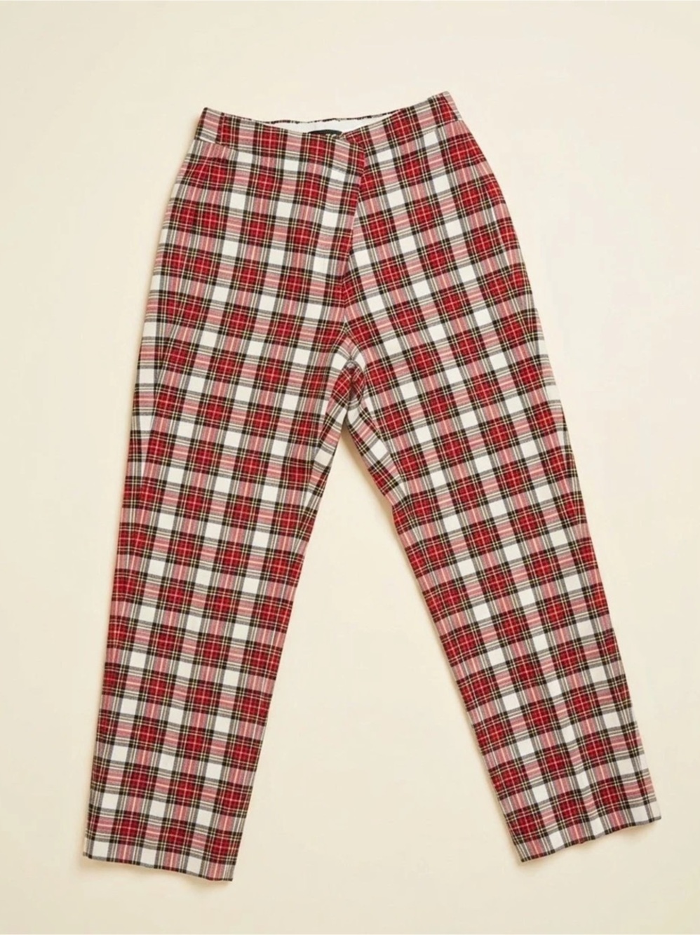 J.Crew Tartan Winnie Pant Plaid Pants Red & White Size 6